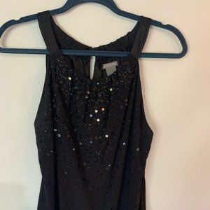 Ann Taylor large L black sequined tank top EUC